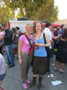 Monica and me (and Farinata di Ceci) at the food fair in Asti, Sept 13, 2010
