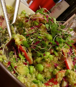 Avocado, quinoa, and fava salad