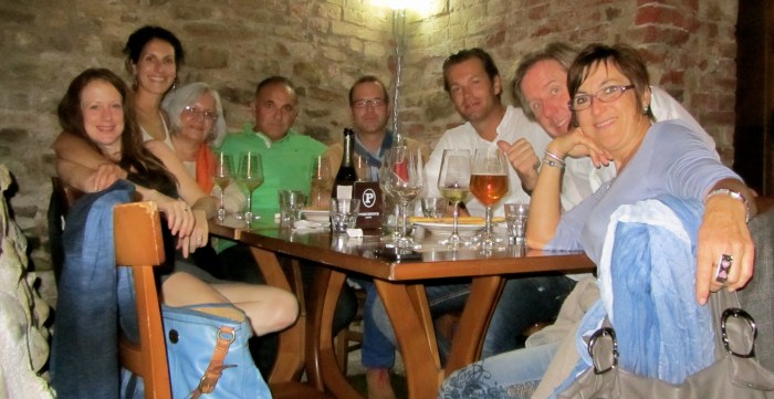 One crazy group! At Vincafe in Alba.