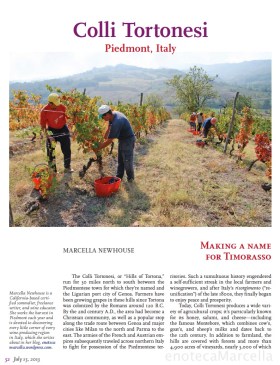 Colli Tortonesi article in Sommelier Journal