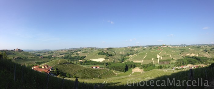 Castiglione Falletto on the left, with Barolo vineyards sweeping through, past Serralunga.